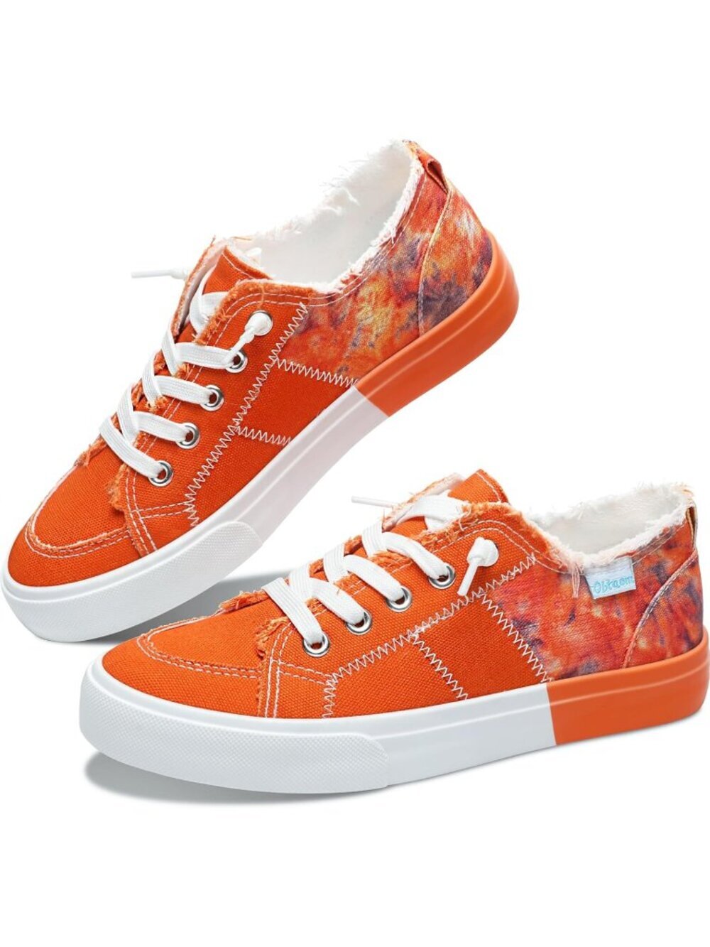 Women's Orange Canvas Rubber Canvas Washed And Closed Toe Canvas Slip On Sneaker
